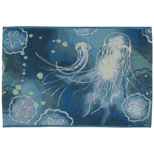 Trans Ocean Liora Manne Esencia Indoor/Outdoor Jellyfish Mat - Vibrant Coastal Design For Any Space Blue Polypropylene,Polyester Ecn34815504
