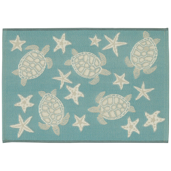 Trans Ocean Liora Manne Esencia Turtle And Stars Indoor/Outdoor Mat – Vibrant Coastal Design For Any Space Blue Polypropylene,Polyester Ecn34957604