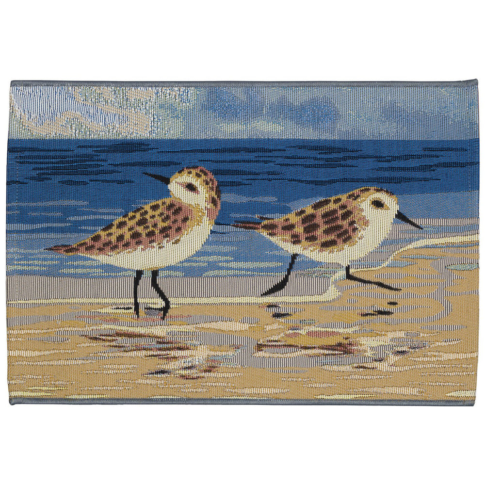 Trans Ocean Liora Manne Esencia Indoor/Outdoor Transitional Mat With Whimsical Sandpipers For Coastal Décor Beige Polypropylene,Polyester Ecn34958412