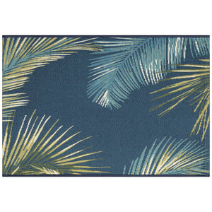Trans Ocean Liora Esencia Palm Border Indoor/Outdoor Non-slip Mat With Tropical Botanical Design For Serenity Navy Polypropylene,Polyester Ecn23815133