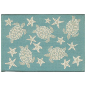 Trans Ocean Liora Manne Esencia Turtle And Stars Indoor/Outdoor Mat – Vibrant Coastal Design For Any Space Blue Polypropylene,Polyester Ecn23957604