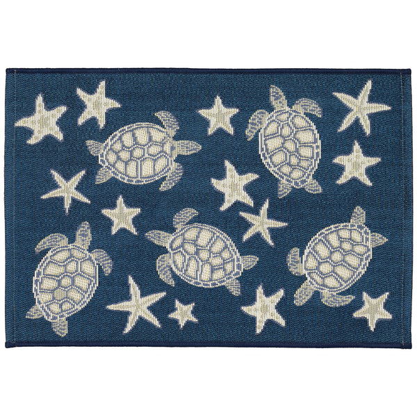 Trans Ocean Liora Manne Esencia Turtle And Stars Indoor/Outdoor Mat – Vibrant Coastal Design For Any Space Navy Polypropylene,Polyester Ecn23957633