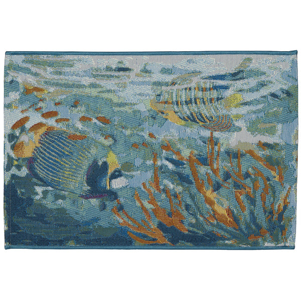 Trans Ocean Liora Manne Esencia Fantasea Indoor/Outdoor Non-slip Mat With Vibrant Coastal Underwater Design Blue Polypropylene,Polyester Ecn23957904