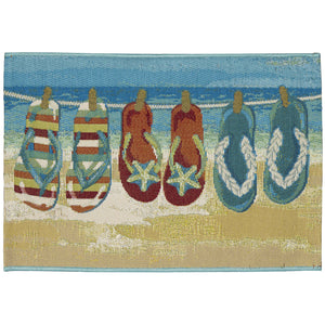 Trans Ocean Liora Manne Esencia Flip Flops Forever Indoor/Outdoor Mat - Whimsical Beach Design For Any Space Blue Polypropylene,Polyester Ecn23958303