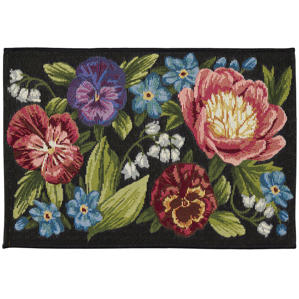 Trans Ocean Liora Manne Esencia Secret Garden Mat - Vibrant Botanical Design For Indoor/Outdoor Spaces Black Polypropylene,Polyester Ecn23958948
