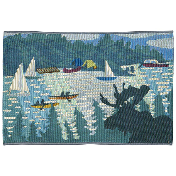 Trans Ocean Liora Manne Esencia Lake Life Indoor/Outdoor Mat - Whimsical Sailboats For Your Home Or Patio Blue Polypropylene,Polyester Ecn23959103