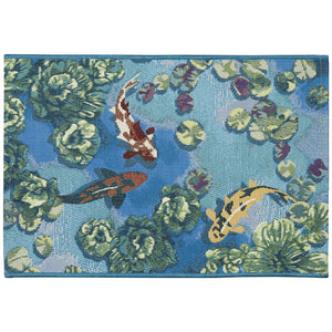 Trans Ocean Liora Manne Esencia Koi Pond Indoor/Outdoor Mat - Whimsical Fish And Lily Pads For Vibrant Spaces Blue Polypropylene,Polyester Ecn23959504