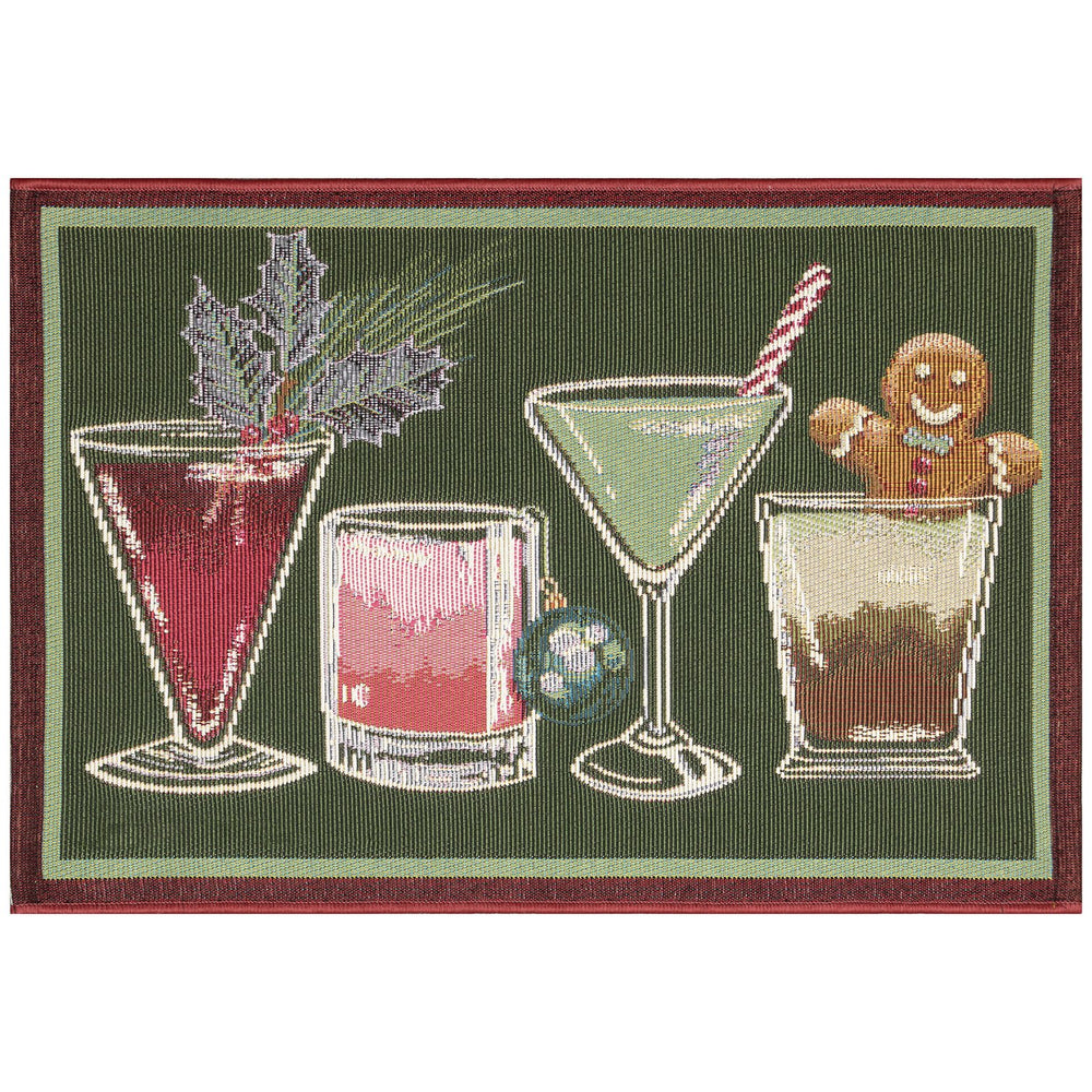 Trans Ocean Liora Manne Esencia Let's Get Jolly Indoor/Outdoor Mat - Colorful Festive Cocktail Design Delight Green Polypropylene,Polyester Ecn34964316