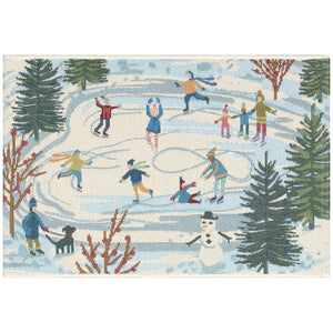 Trans Ocean Liora Manne Esencia Gone Skating Indoor/Outdoor Mat - Whimsical Winter Fun With Colorful Skaters Blue Polypropylene,Polyester Ecn34964703