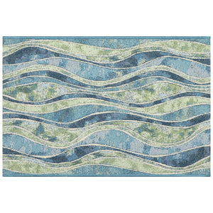 Trans Ocean Liora Manne Esencia Wave Indoor/Outdoor Mat - Contemporary Abstract Design In Soothing Blue Hues Blue Polypropylene,Polyester Ecn23966204