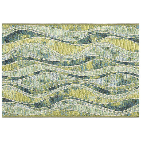 Trans Ocean Liora Manne Esencia Wave Indoor/Outdoor Mat - Contemporary Abstract Design In Soothing Blue Hues Green Polypropylene,Polyester Ecn23966206
