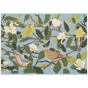 Trans Ocean Liora Manne Esencia Floral Finches Indoor/Outdoor Non-slip Mat - Vibrant Garden Bird Design Blue Polypropylene,Polyester Ecn34970803