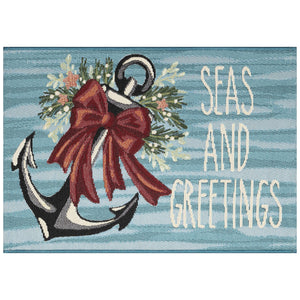 Trans Ocean Liora Manne Esencia Seas And Greetings Indoor/Outdoor Mat With Nautical Charm And Style Blue Polypropylene,Polyester Ecn34972004