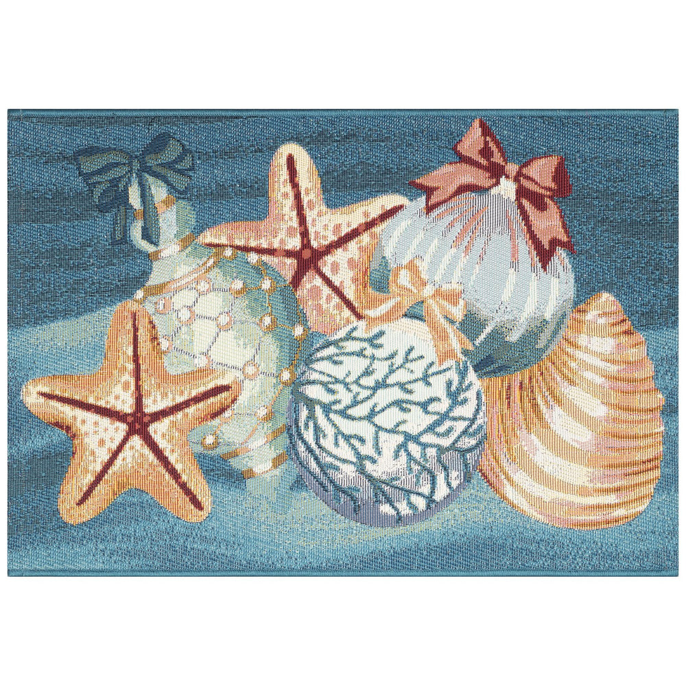 Trans Ocean Liora Manne Esencia Sea Gem Ornaments Indoor/Outdoor Non-slip Mat For A Coastal Living Vibe Blue Polypropylene,Polyester Ecn23972304