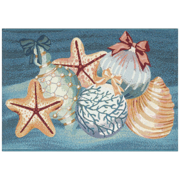 Trans Ocean Liora Manne Esencia Sea Gem Ornaments Indoor/Outdoor Non-slip Mat For A Coastal Living Vibe Blue Polypropylene,Polyester Ecn23972304