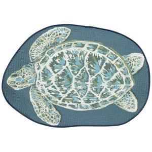Trans Ocean Liora Esencia Seaturtle Indoor/Outdoor Mat – Whimsical Blue Turtle Design, 3'3" X 2'1" Shaped Blue Polypropylene,Polyester Ecn35961503