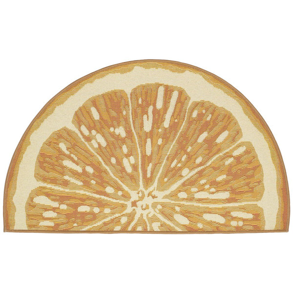 Trans Ocean Liora Esencia Lemon Indoor/Outdoor Mat - Whimsical Yellow Slice Design, 3'3" X 2'1" Half Round Yellow Polypropylene,Polyester Ecnh3961209
