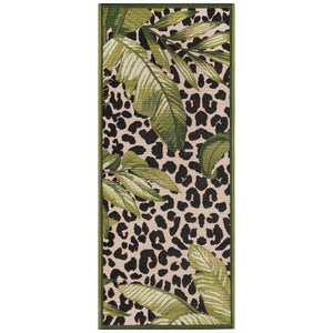 Trans Ocean Liora Manne Esencia Safari Indoor/Outdoor Mat - Bold Leopard Print With Tropical Leaves Design Green Polypropylene,Polyester Ecnr5805606