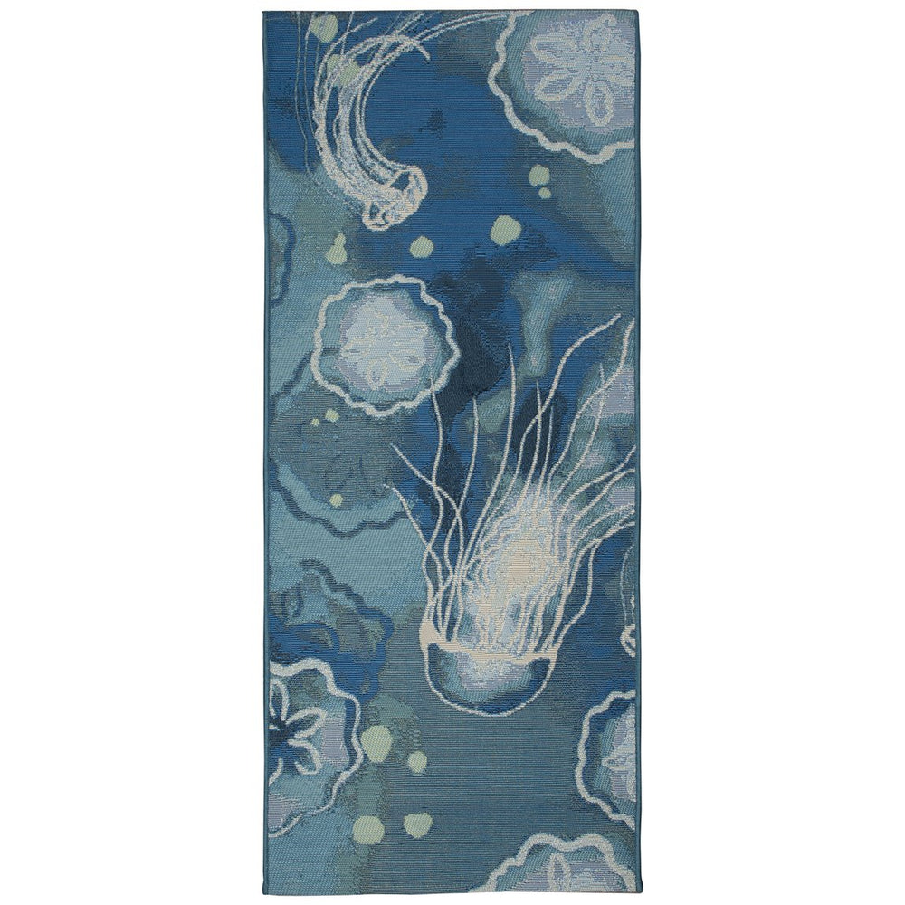 Trans Ocean Liora Manne Esencia Indoor/Outdoor Jellyfish Mat - Vibrant Coastal Design For Any Space Blue Polypropylene,Polyester Ecnr5815504