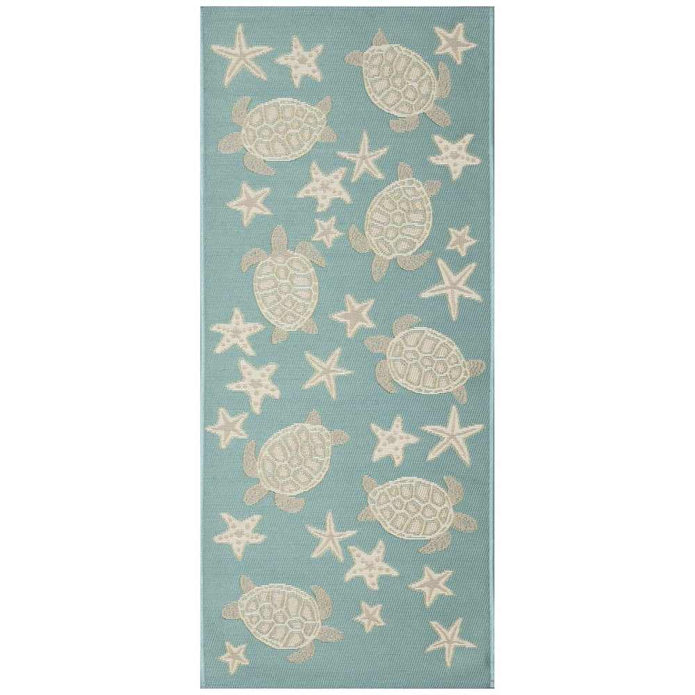 Trans Ocean Liora Manne Esencia Turtle And Stars Indoor/Outdoor Mat – Vibrant Coastal Design For Any Space Blue Polypropylene,Polyester Ecnr5957604