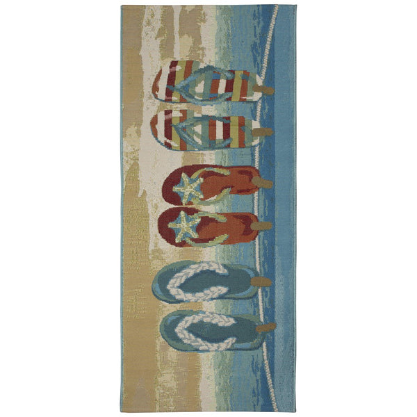 Trans Ocean Liora Manne Esencia Flip Flops Forever Indoor/Outdoor Mat - Whimsical Beach Design For Any Space Blue Polypropylene,Polyester Ecnr5958303