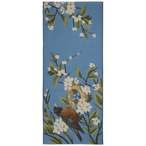 Trans Ocean Liora Manne Esencia Robin's Nest Indoor/Outdoor Mat - Whimsical Design With Charming Bird & Flowers Blue Polypropylene,Polyester Ecnr5958603