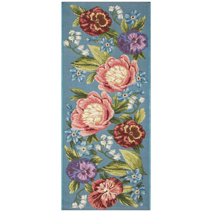 Trans Ocean Liora Manne Esencia Secret Garden Mat - Vibrant Botanical Design For Indoor/Outdoor Spaces Blue Polypropylene,Polyester Ecnr5958904