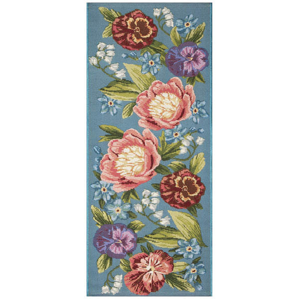 Trans Ocean Liora Manne Esencia Secret Garden Mat - Vibrant Botanical Design For Indoor/Outdoor Spaces Blue Polypropylene,Polyester Ecnr5958904
