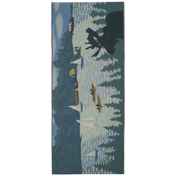 Trans Ocean Liora Manne Esencia Lake Life Indoor/Outdoor Mat - Whimsical Sailboats For Your Home Or Patio Blue Polypropylene,Polyester Ecnr5959103