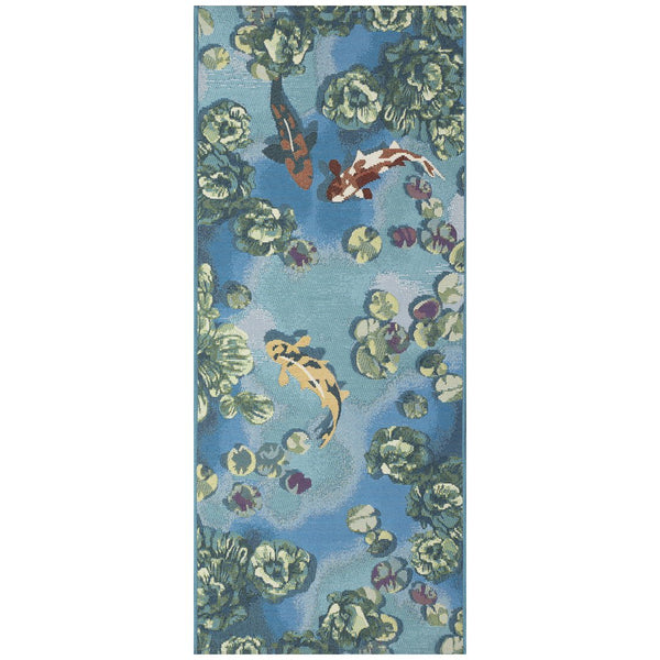 Trans Ocean Liora Manne Esencia Koi Pond Indoor/Outdoor Mat - Whimsical Fish And Lily Pads For Vibrant Spaces Blue Polypropylene,Polyester Ecnr5959504