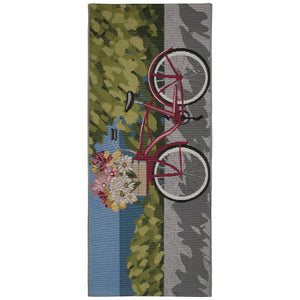 Trans Ocean Liora Manne Esencia Summer Ride Indoor/Outdoor Mat - Whimsical Bike Design With Floral Accents Blue Polypropylene,Polyester Ecnr5960003