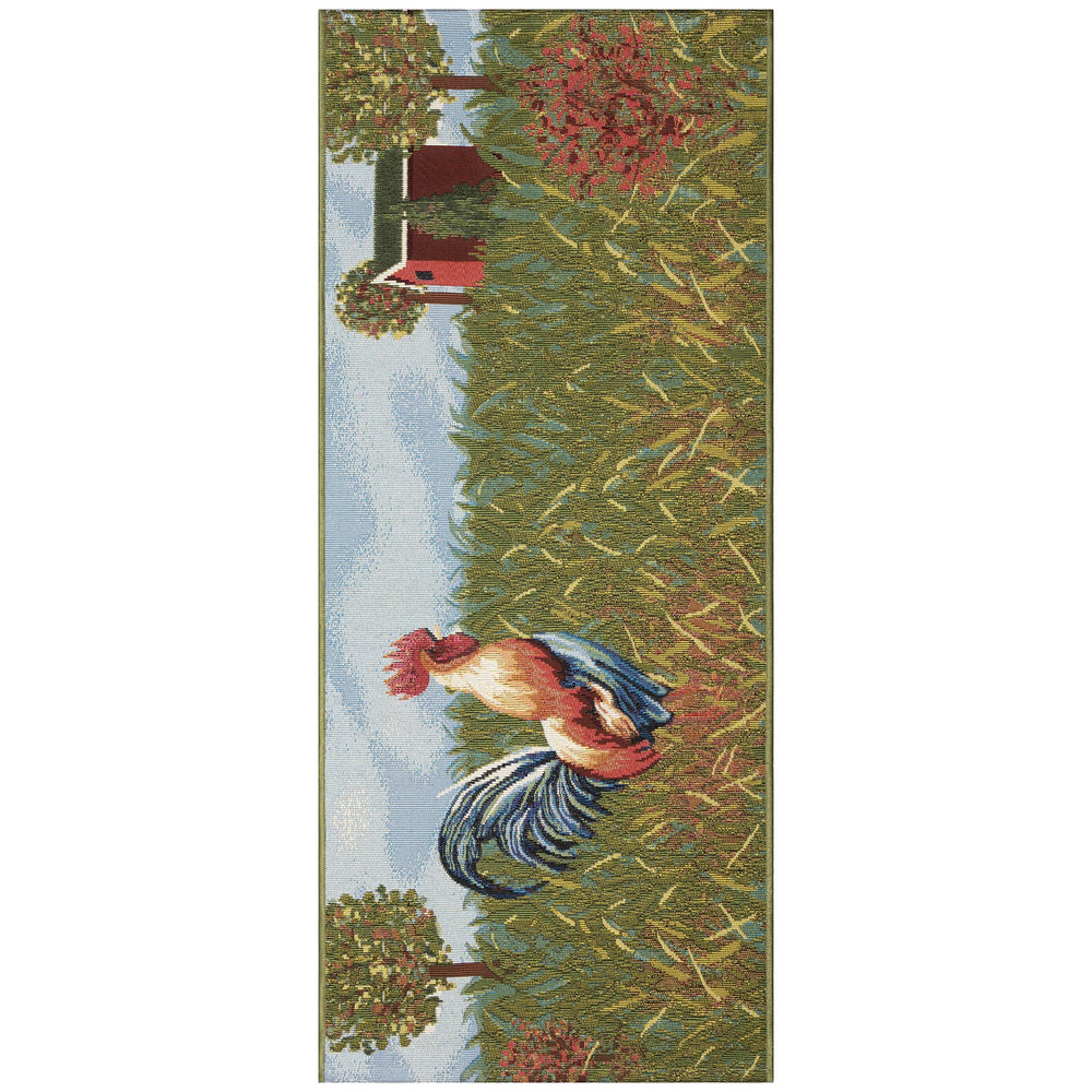 Trans Ocean Liora Manne Esencia Rooster Farm Indoor/Outdoor Mat - Whimsical Farmhouse Decor For Any Space Blue Polypropylene,Polyester Ecnr5960803