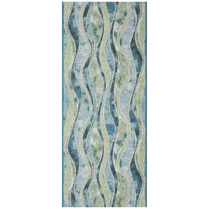 Trans Ocean Liora Manne Esencia Wave Indoor/Outdoor Mat - Contemporary Abstract Design In Soothing Blue Hues Blue Polypropylene,Polyester Ecnr5966204