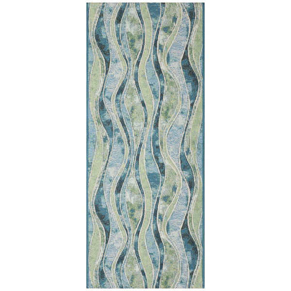 Trans Ocean Liora Manne Esencia Wave Indoor/Outdoor Mat - Contemporary Abstract Design In Soothing Blue Hues Blue Polypropylene,Polyester Ecnr5966204