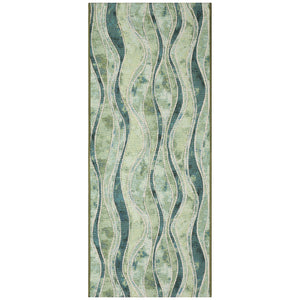 Trans Ocean Liora Manne Esencia Wave Indoor/Outdoor Mat - Contemporary Abstract Design In Soothing Blue Hues Green Polypropylene,Polyester Ecnr5966206