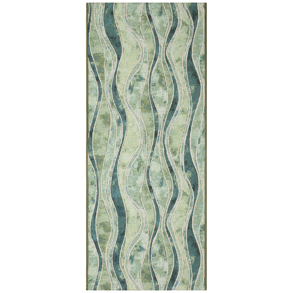 Trans Ocean Liora Manne Esencia Wave Indoor/Outdoor Mat - Contemporary Abstract Design In Soothing Blue Hues Green Polypropylene,Polyester Ecnr5966206