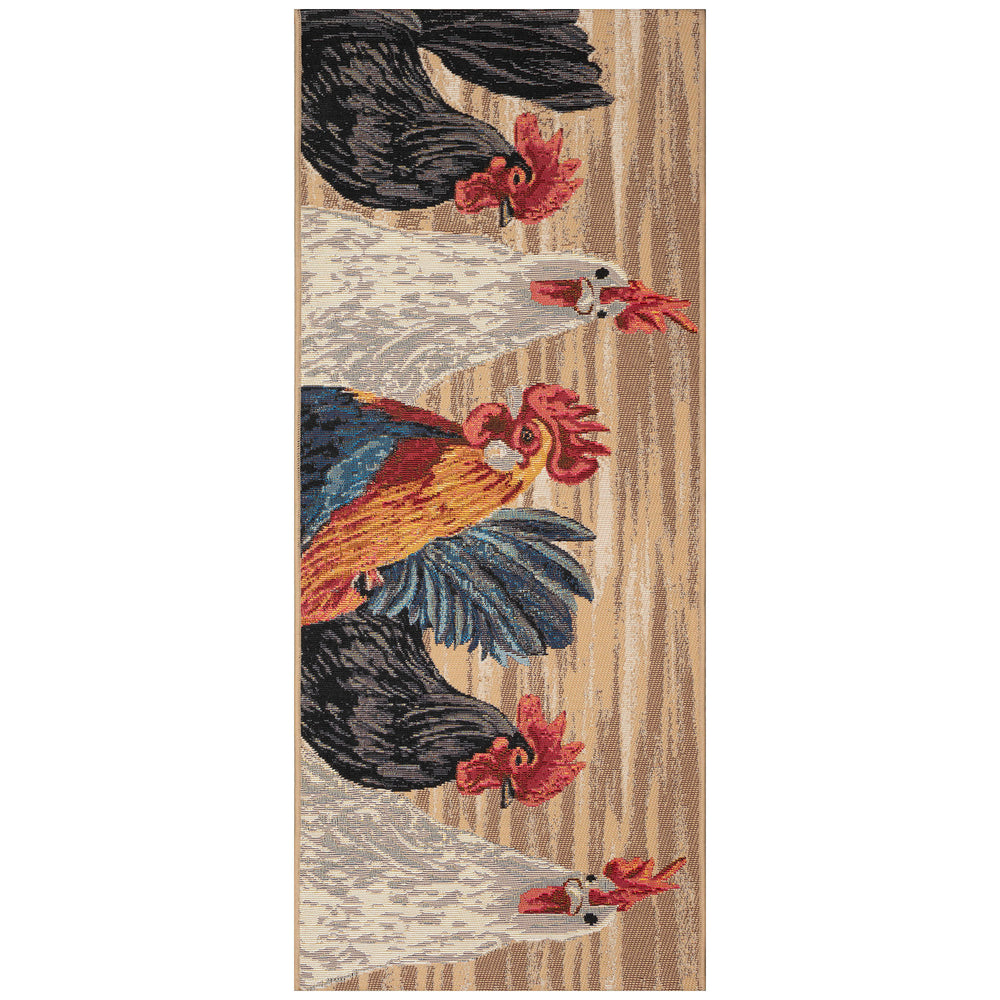 Trans Ocean Liora Manne Esencia Three Roosters Colorful Indoor/Outdoor Mat - Whimsical Bird Design Delight Natural Polypropylene,Polyester Ecnr5967112