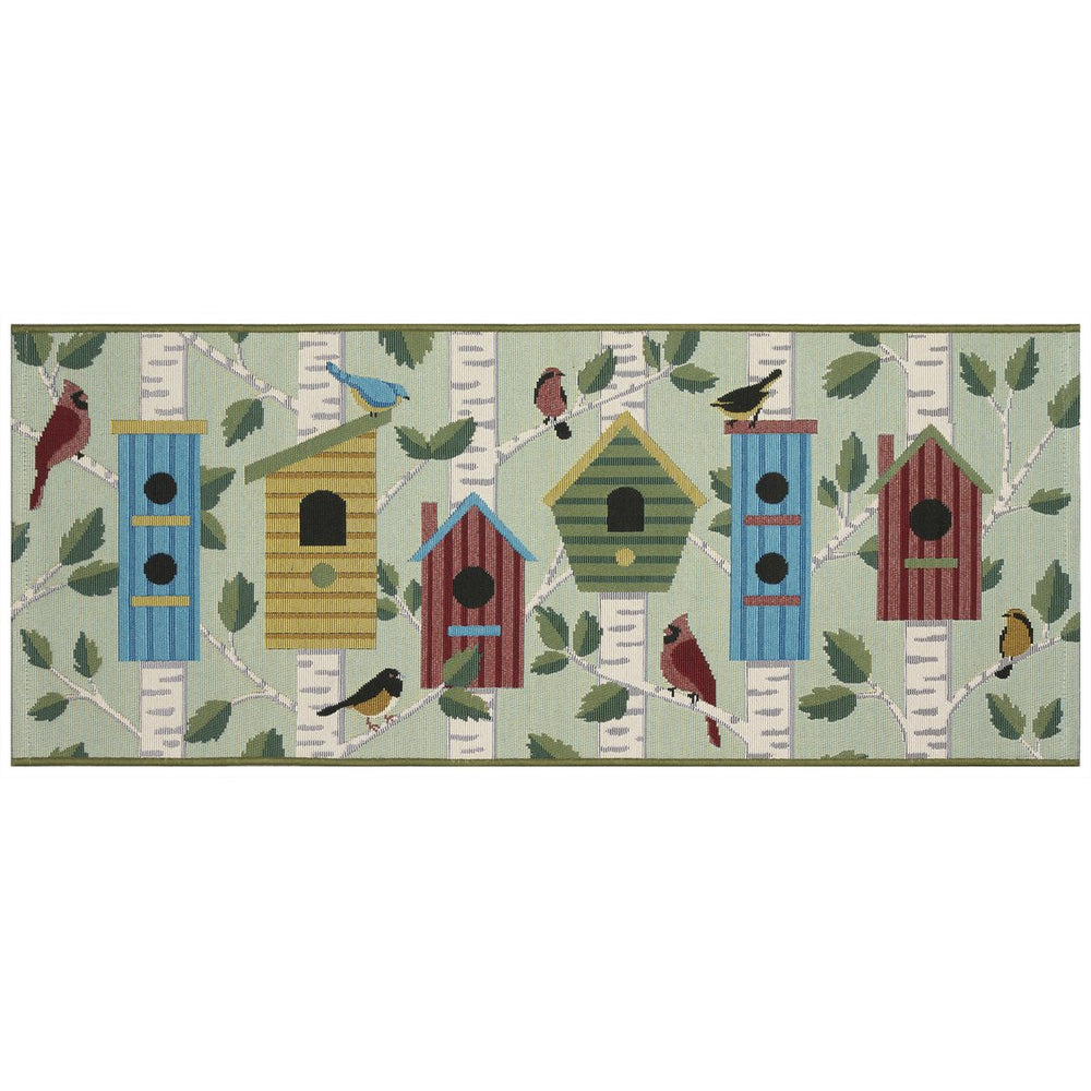Trans Ocean Liora Esencia Bird Condos Indoor/Outdoor Mat – Colorful Botanical Design For Stylish Spaces Blue Polypropylene,Polyester Ecnr5970703