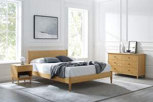 Greenington Ria Queen Bamboo Platform Bed Eco Friendly Slatted Frame with Panel Headboard Caramelized ECO015CA