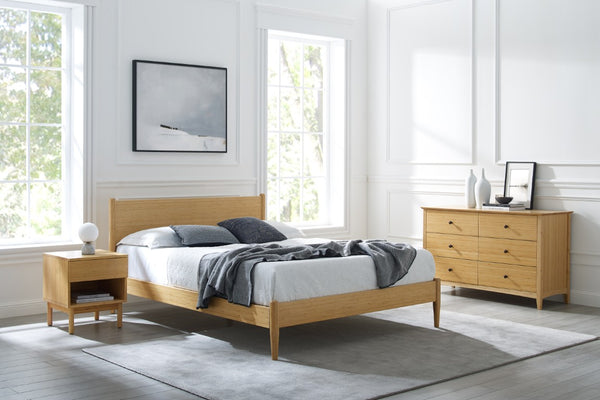 Greenington Ria Queen Bamboo Platform Bed Eco Friendly Slatted Frame with Panel Headboard Caramelized ECO015CA