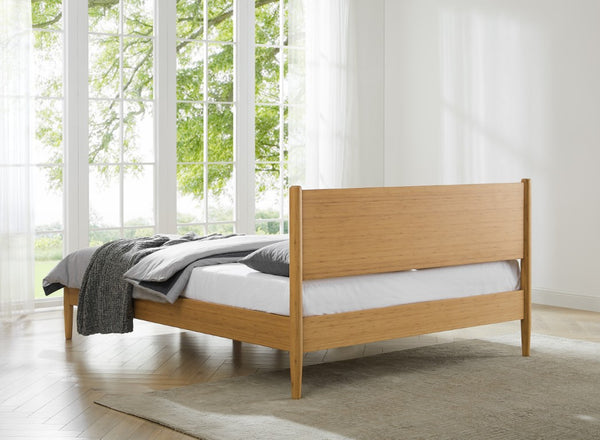 Greenington Ria Queen Bamboo Platform Bed Eco Friendly Slatted Frame with Panel Headboard Caramelized ECO015CA