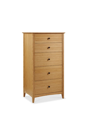 Greenington Willow Five Drawer Bamboo Chest Solid Moso Build Tapered Legs Bedroom Storage ECO04CA