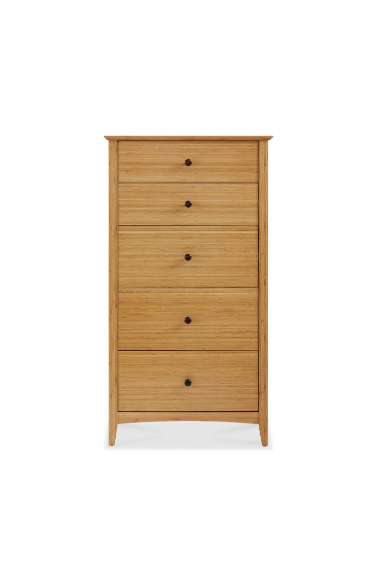 Greenington Willow Five Drawer Bamboo Chest Solid Moso Build Tapered Legs Bedroom Storage ECO04CA