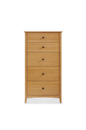 Greenington Willow Five Drawer Bamboo Chest Solid Moso Build Tapered Legs Bedroom Storage ECO04CA
