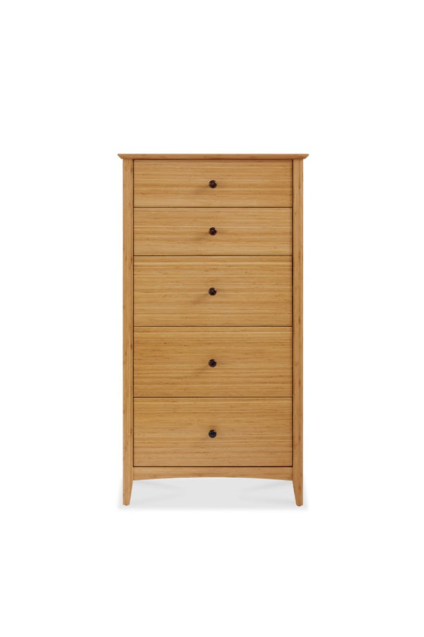 Greenington Willow Five Drawer Bamboo Chest Solid Moso Build Tapered Legs Bedroom Storage ECO04CA