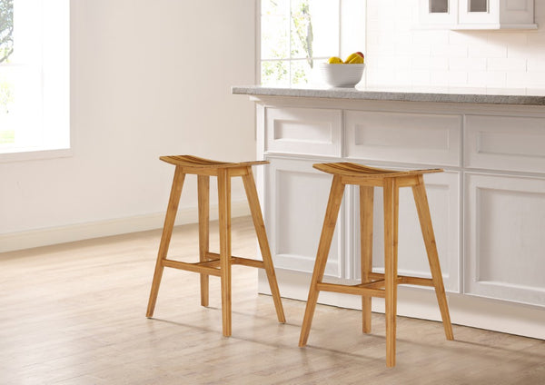 Greenington Tigris Solid Bamboo Counter Stools with Tiger Inlay Artisan Craftsmanship Set of 2 Caramelized/Exotic Tiger ECO09CA