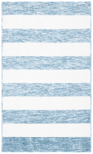 Safavieh Easy Contemporary Area Rug - Chic Striped Design In Soft Blue And Ivory For Elegant Home Decor Light Blue ,Ivory Polyester Ecr115l-210