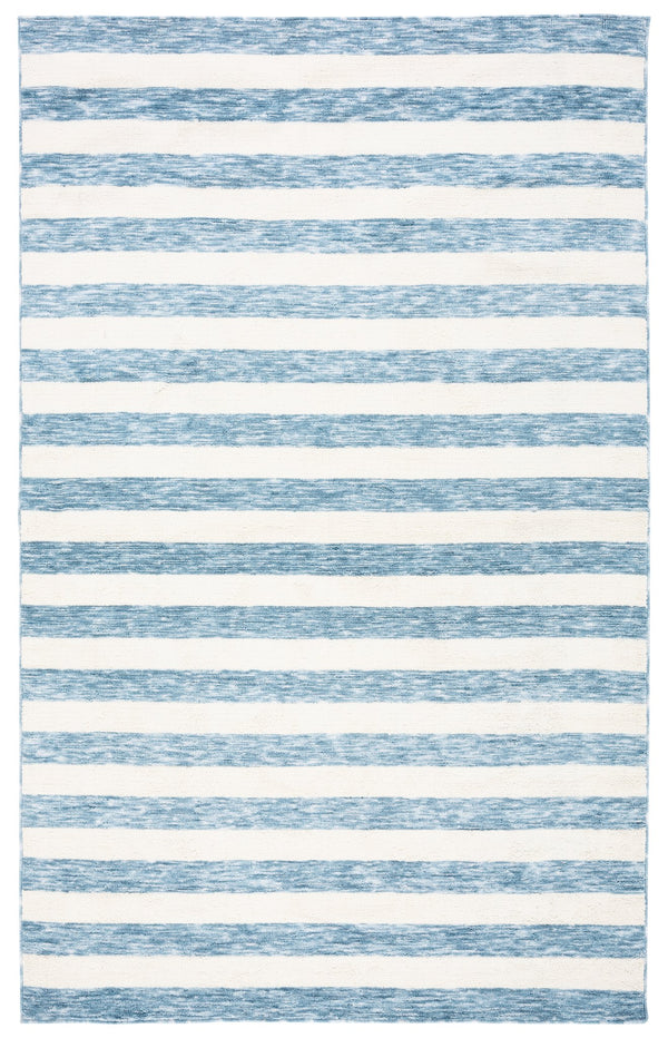 Safavieh Easy Contemporary Area Rug - Chic Striped Design In Soft Blue And Ivory For Elegant Home Decor Light Blue ,Ivory Polyester Ecr115l-210
