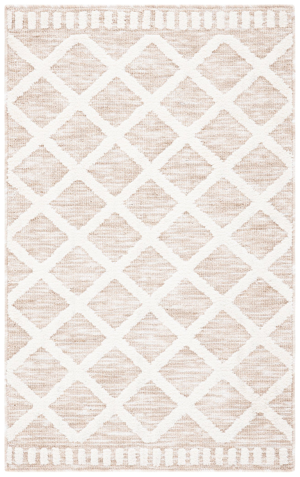 Safavieh Easy Contemporary Geometric Lattice Area Rug – Elegant, Durable, Easy-care Design For Modern Spaces Beige ,Ivory Polyester Ecr116b-212