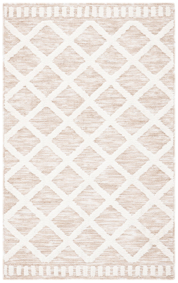 Safavieh Easy Contemporary Geometric Lattice Area Rug – Elegant, Durable, Easy-care Design For Modern Spaces Beige ,Ivory Polyester Ecr116b-212